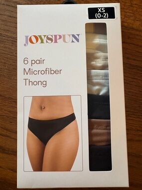 Joyspun Women's Microfiber Thong Pack Of 6 Pairs  Size XS 0-2 NWT